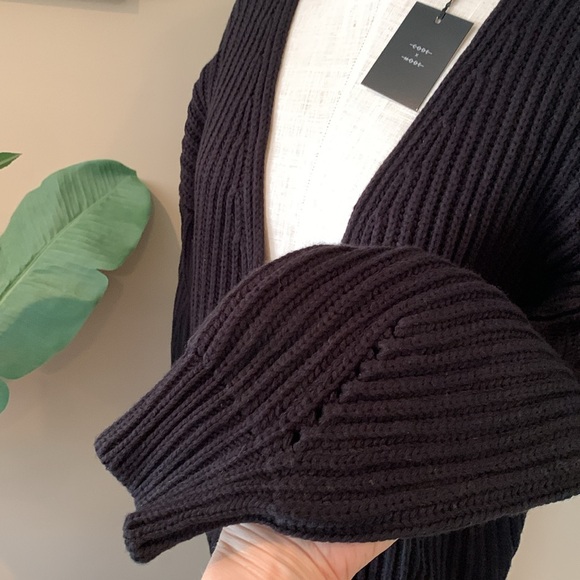 NWT Nordstrom Code x Mode Black Ribbed Cardigan w/ Dolman Sleeve, Various Sizes - Picture 4 of 10